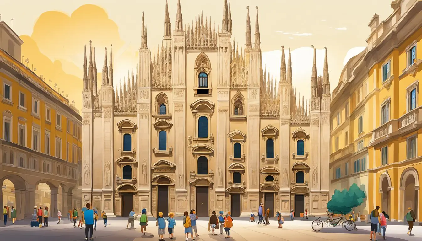 Children exploring Milan's historic architecture and museums, engaging with interactive exhibits and learning about the city's rich history