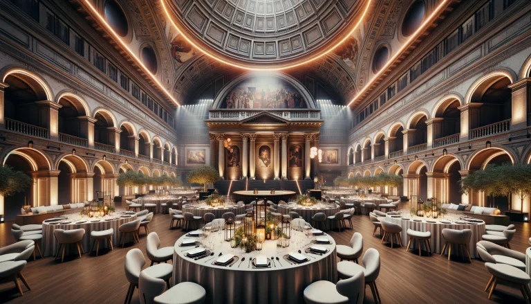 Event venues in Milan. An elegant event setup in Milan, showcasing a blend of historical charm and modern design, perfect for any gathering.