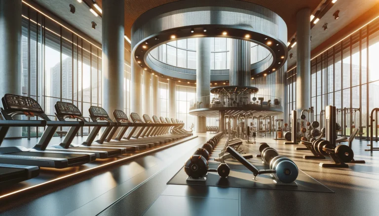 Gyms in Milan. A modern gym in Milan filled with advanced equipment, reflecting the city's vibrant fitness culture.