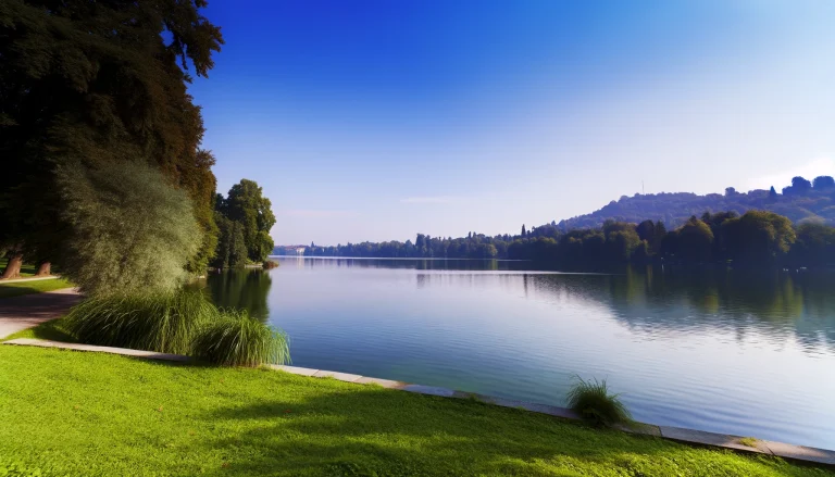 Idyllic Lake Como surrounded by lush landscapes and the majestic Alps, a perfect day trip destination from Milan. Lakes near Milan