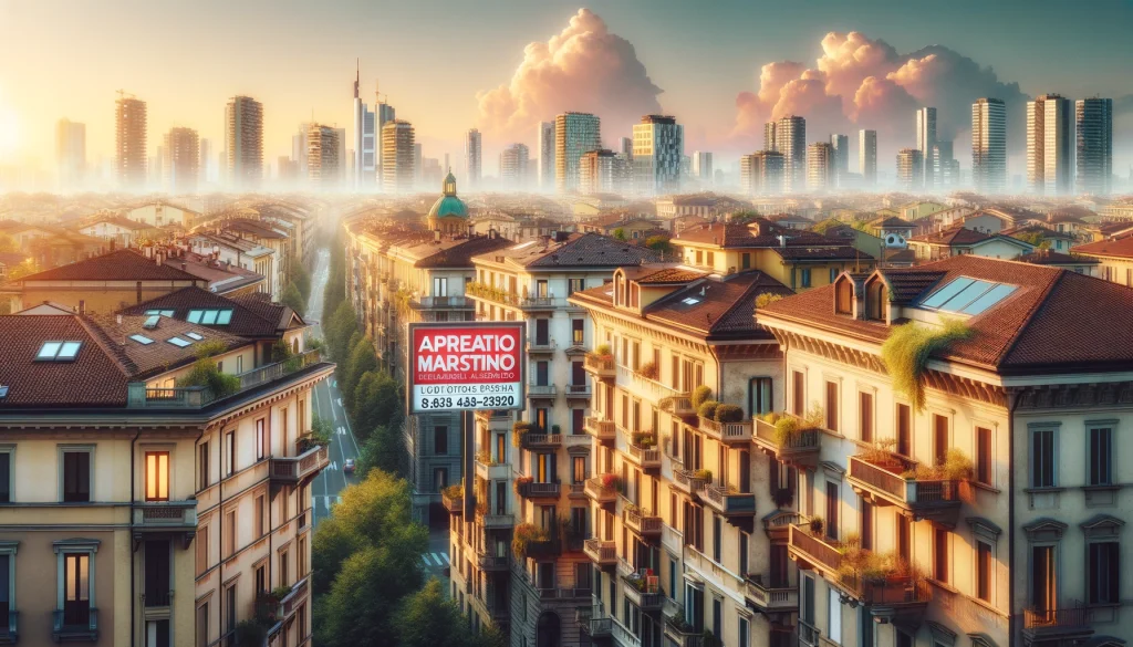 Real estate agencies in Milan. A scenic view of Milan with highlighted real estate agencies, showcasing the variety of apartment options available in the city.