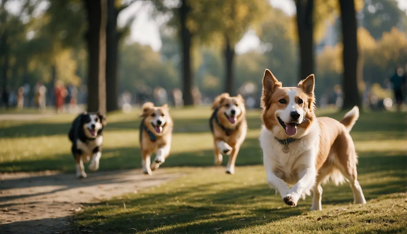 Dogs play in Milan's dog parks, surrounded by pet-friendly amenities