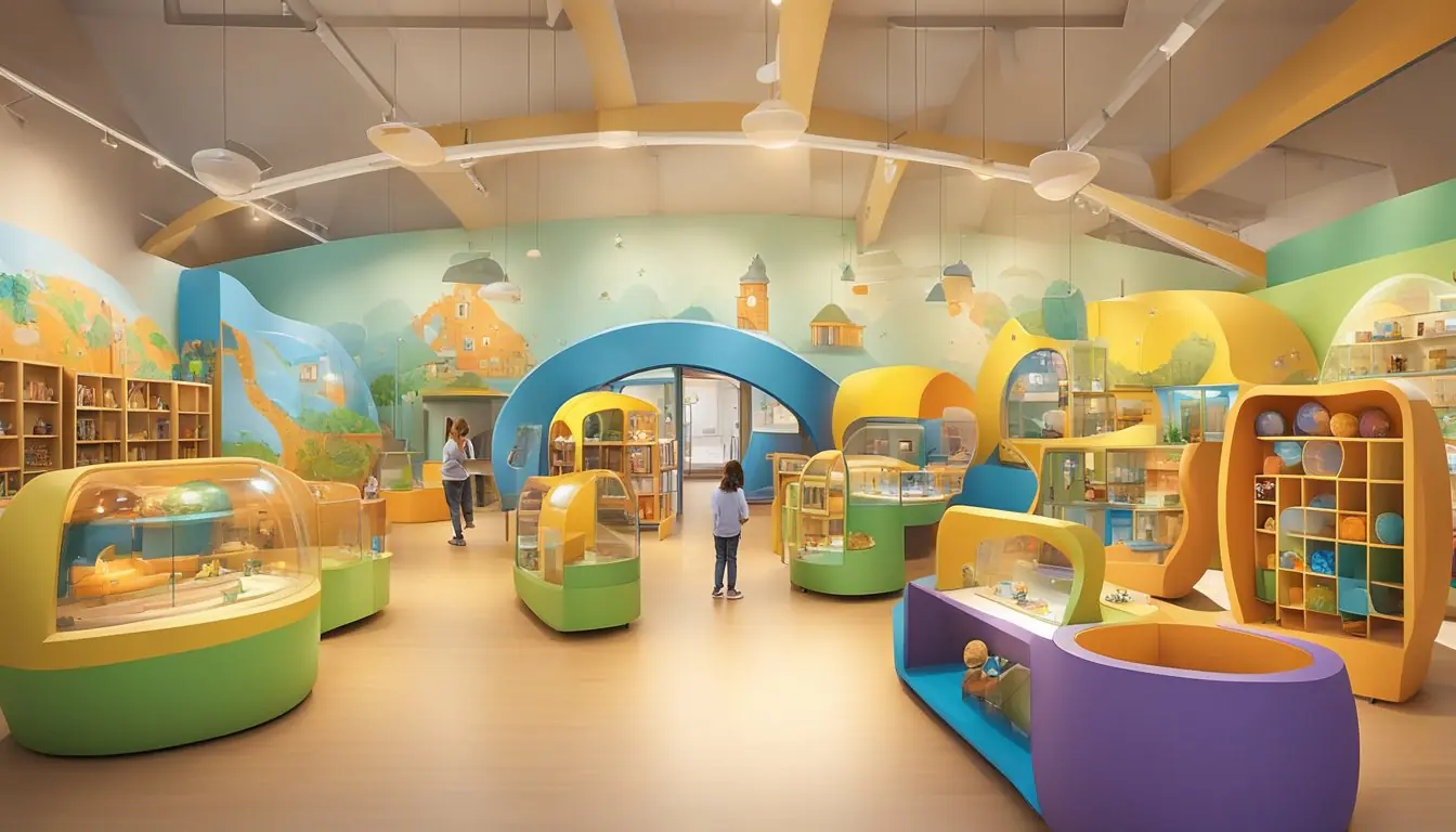 A colorful, interactive children's museum in Milan, filled with hands-on exhibits and educational activities. Families explore together, learning and playing