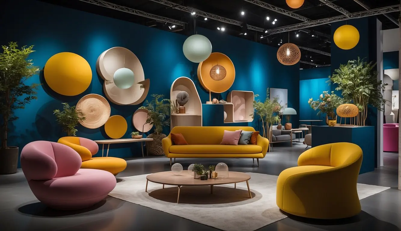 Vibrant colors and innovative designs fill the exhibition hall at Salone del Mobile 2024, showcasing the emerging talents of the design world