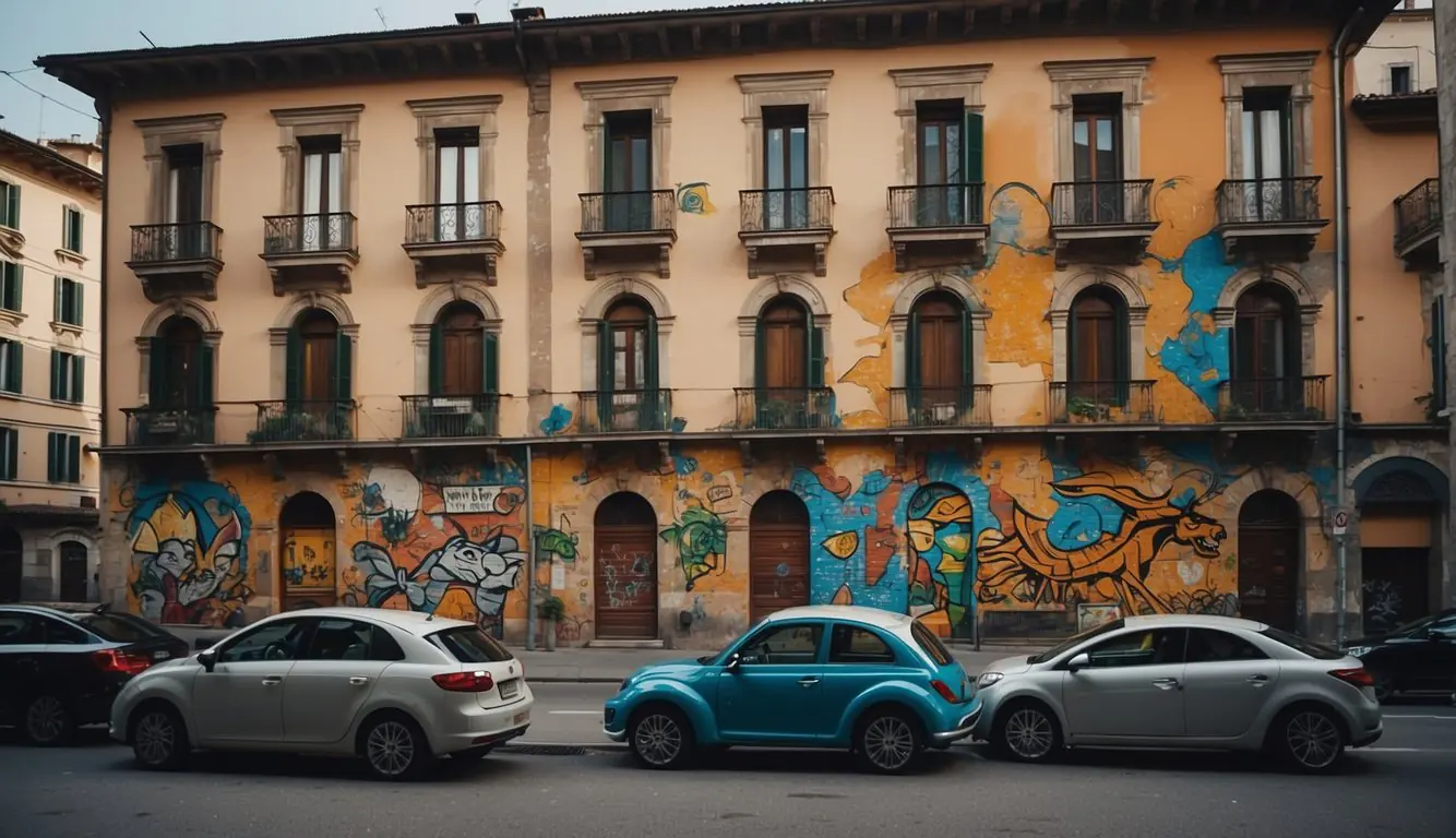Colorful murals cover the walls of Milan's neighborhoods, showcasing the works of famous street artists. Vibrant graffiti adorns building facades, creating a dynamic and artistic atmosphere throughout the city