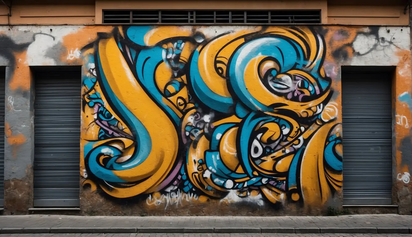 Vibrant graffiti covers the walls of Milan's streets, featuring bold colors, intricate patterns, and expressive lettering. Spray paint, stencils, and wheatpaste are used to create dynamic urban art