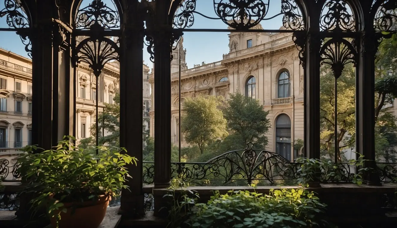 Lush botanical motifs intertwine with elegant curves, adorning the façades of historic buildings in Milan. Intricate ironwork and stained glass windows exude the enduring influence of Art Nouveau in the city's architecture
