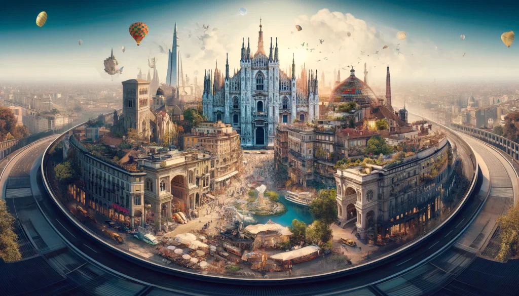 Unique Milan Experiences. A captivating view of Milan's Duomo with hidden cultural and fashion elements in the foreground, inviting exploration beyond the iconic landmark.