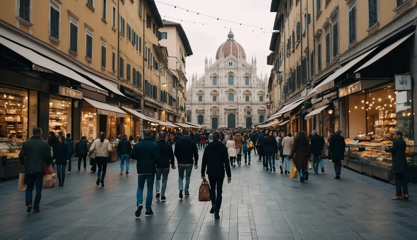 A bustling street in Milan, lined with elegant buildings and hidden cafes, reveals the heart of the city's charm