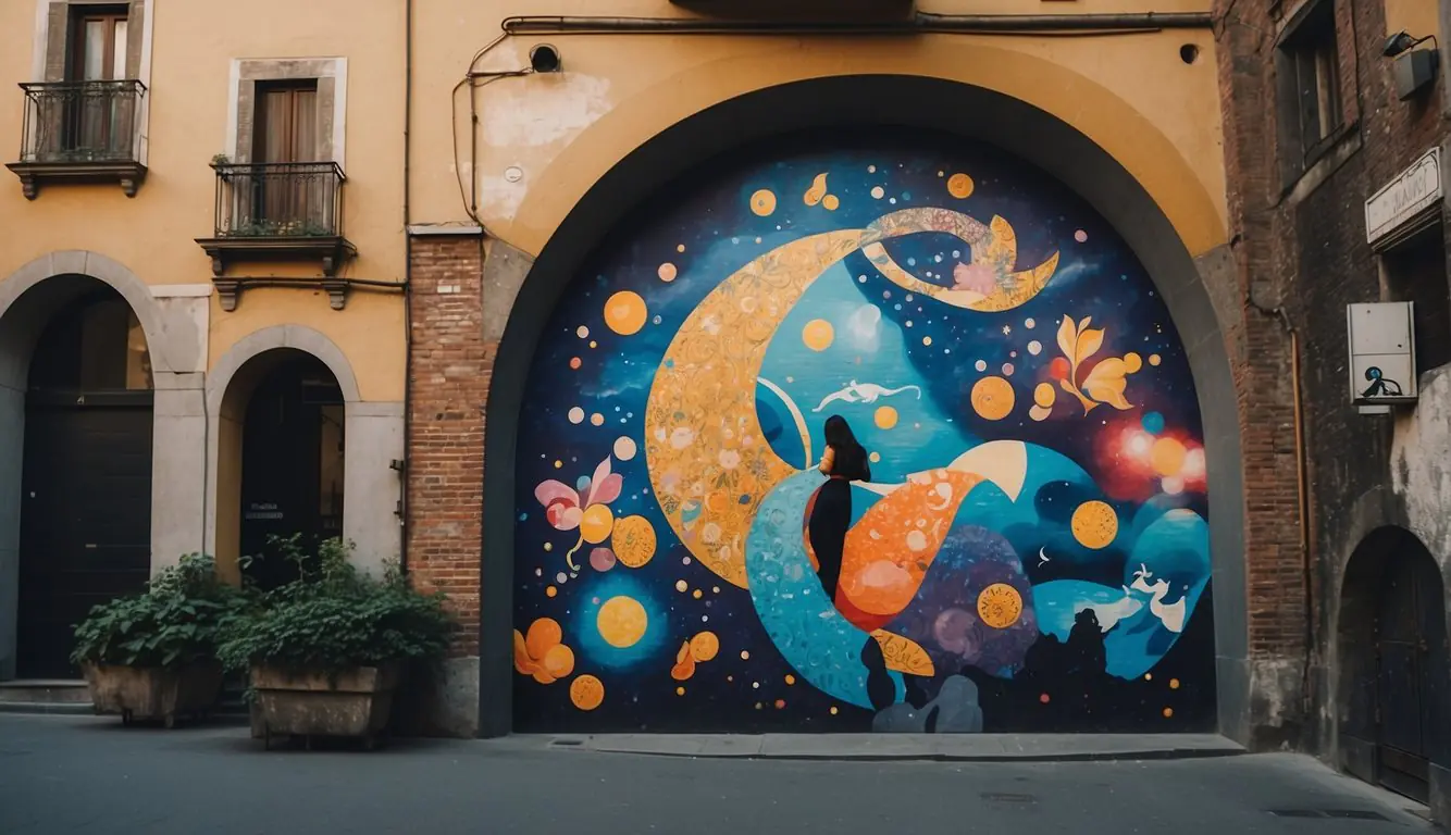 Hidden art installations in Milan: colorful murals adorn alleyways, sculptures peek out from behind buildings, and interactive pieces surprise passersby