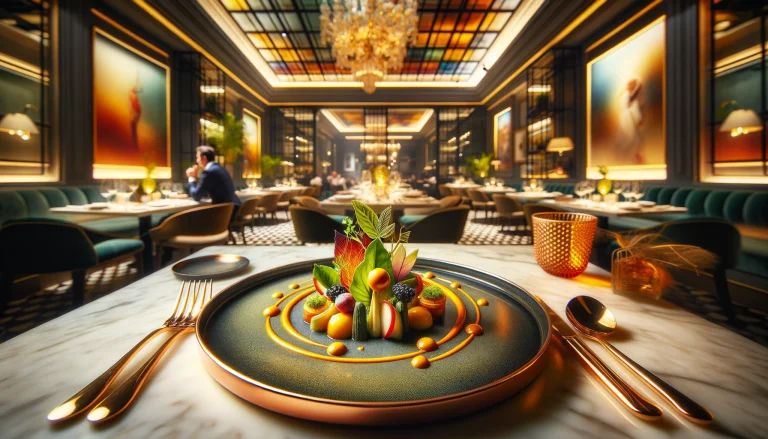 Best Michelin-Starred Restaurants in Milan. A beautifully plated gourmet dish at one of Milan's top Michelin-starred restaurants, showcasing culinary artistry and elegance.