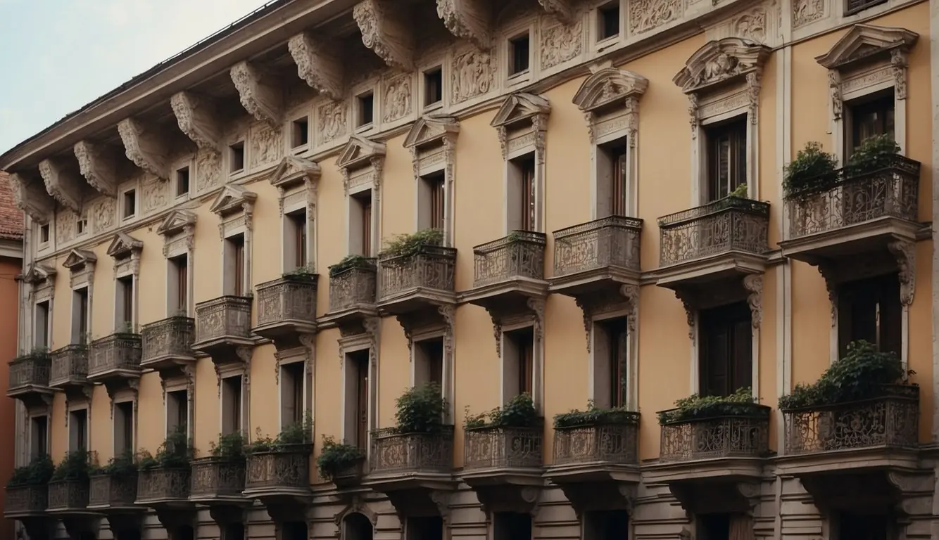 The Ringhiera houses of Milan stand tall, adorned with intricate carvings and ornate balconies, showcasing the rich history and significance of the city's architecture