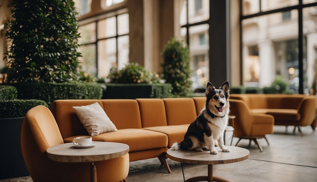 A dog-friendly hotel in Milan with a welcoming lobby, pet amenities, and a spacious outdoor area for pets to play and relax