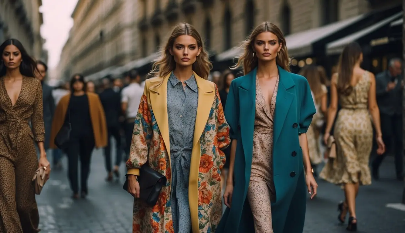 Local fashion designers showcase their latest creations in Milan. Colorful fabrics and trendy designs fill the bustling streets