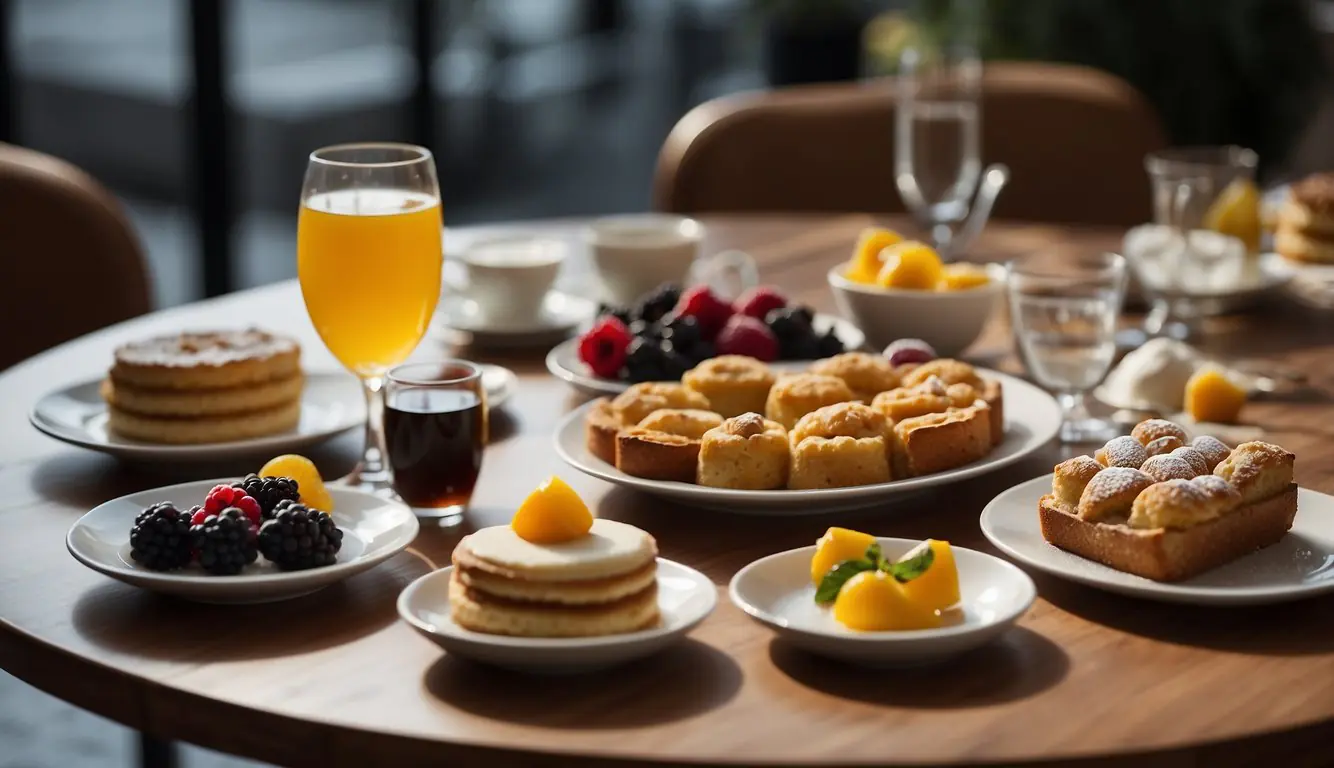 A table set with traditional Milanese desserts and accompanying beverages