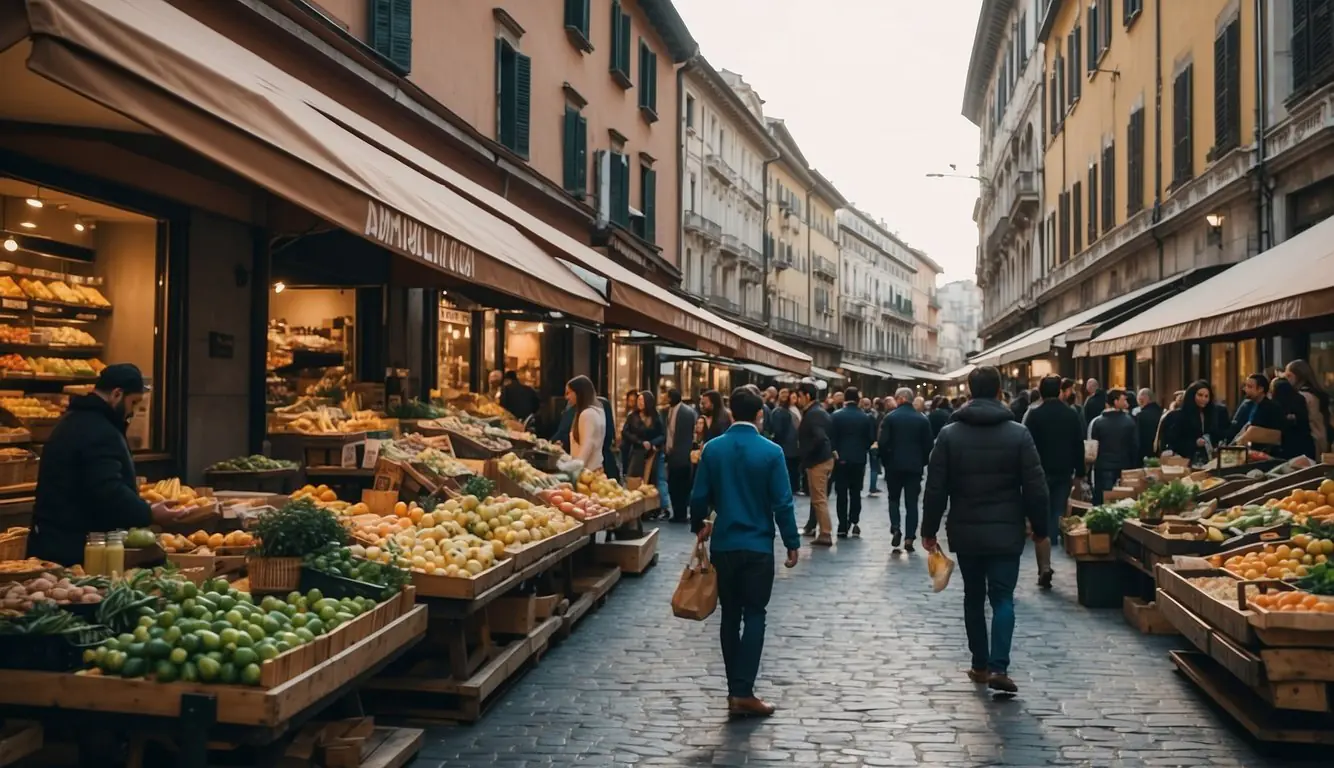 The bustling streets of Milan are filled with vibrant local markets and bustling startup activity, showcasing the economic impact and funding opportunities for new businesses