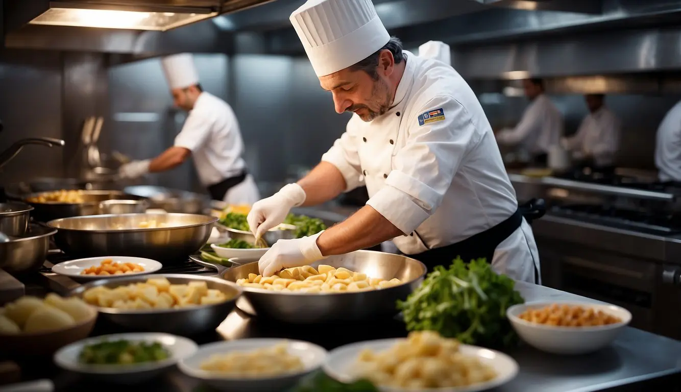 A bustling Milanese kitchen, filled with the sights and sounds of Michelin-starred chefs crafting innovative dishes beyond traditional dining